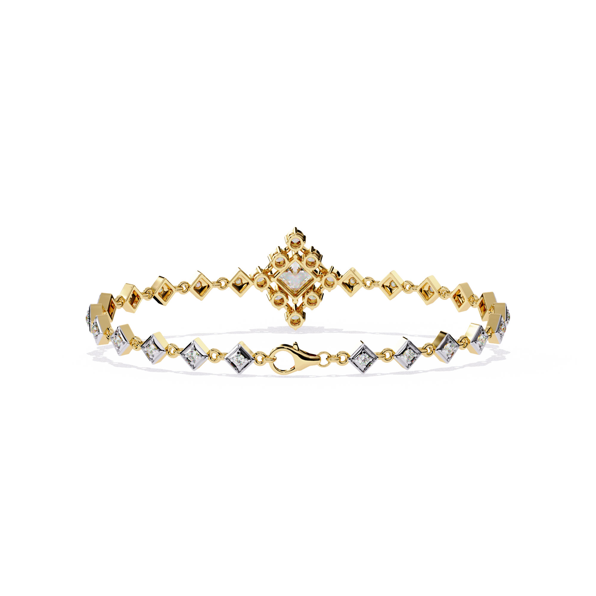 Solitairekart 1.7ct Square Halo Diamond Bracelet-H Color, VS1 Clarity